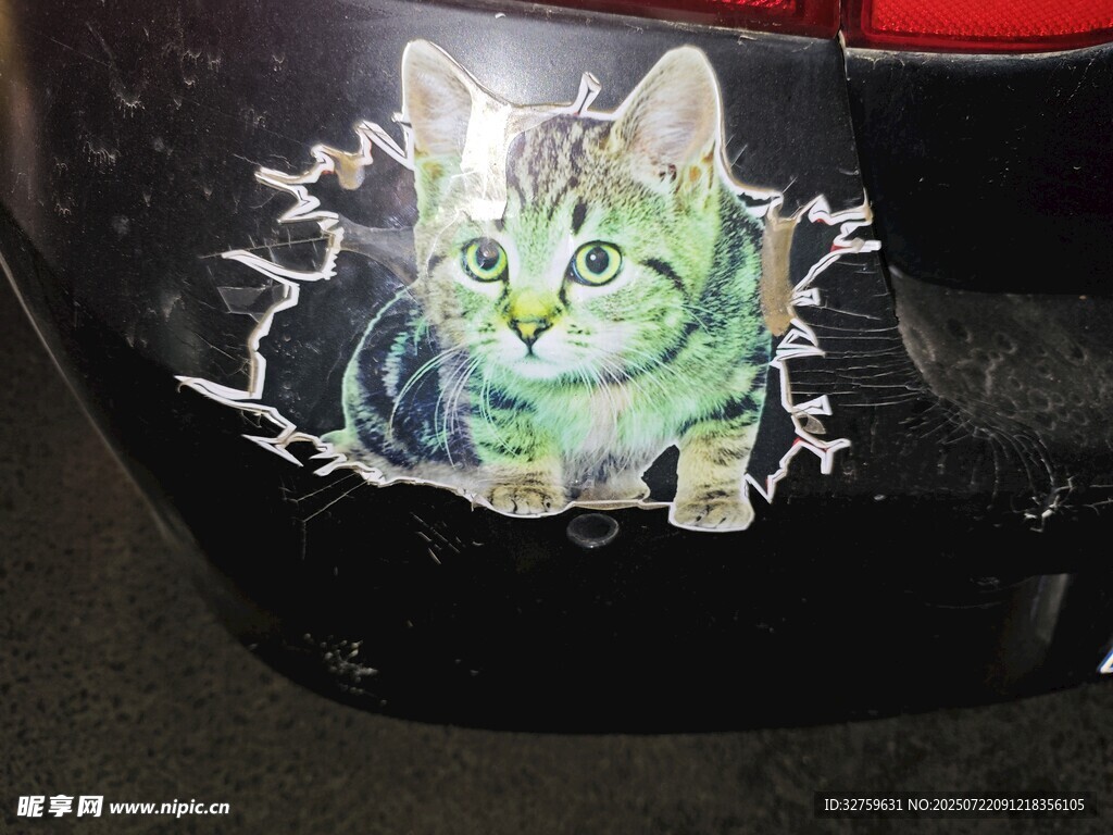 车尾酷炫猫咪闪电贴纸