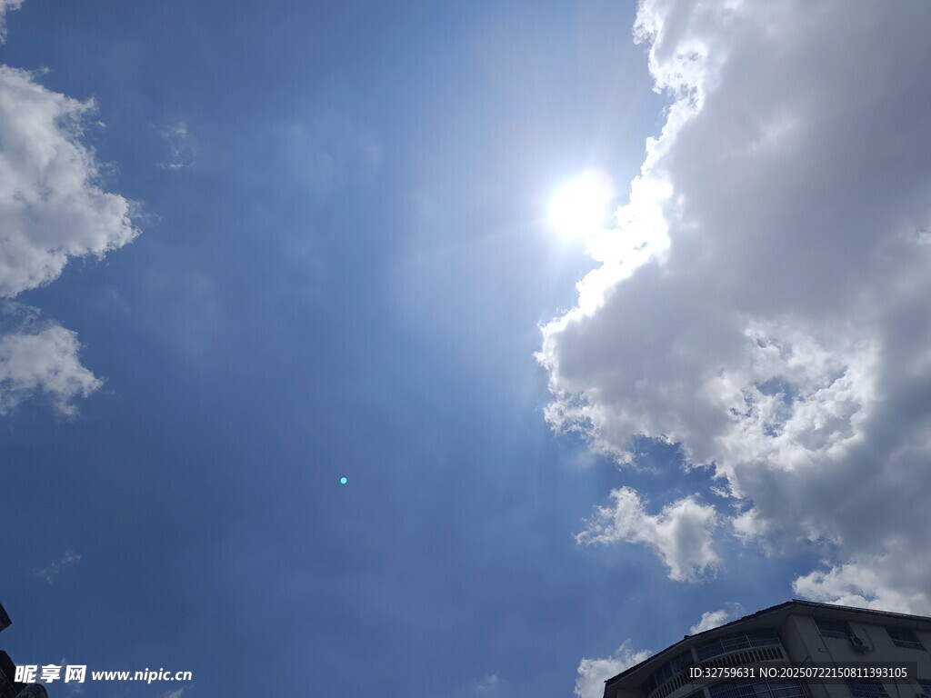 晴朗天空下的城市一角
