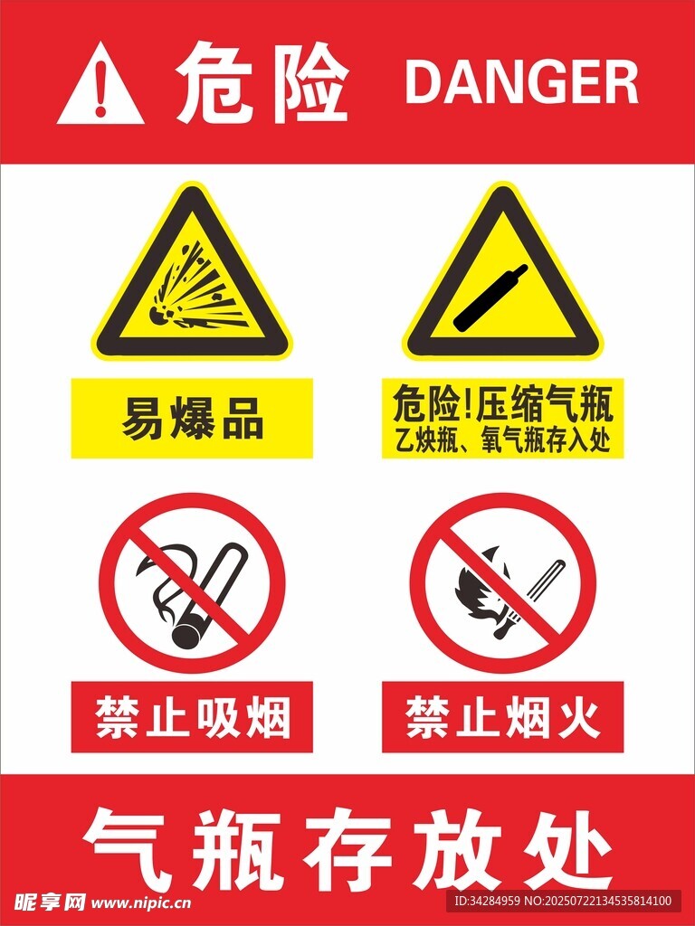 气瓶存放处标识牌