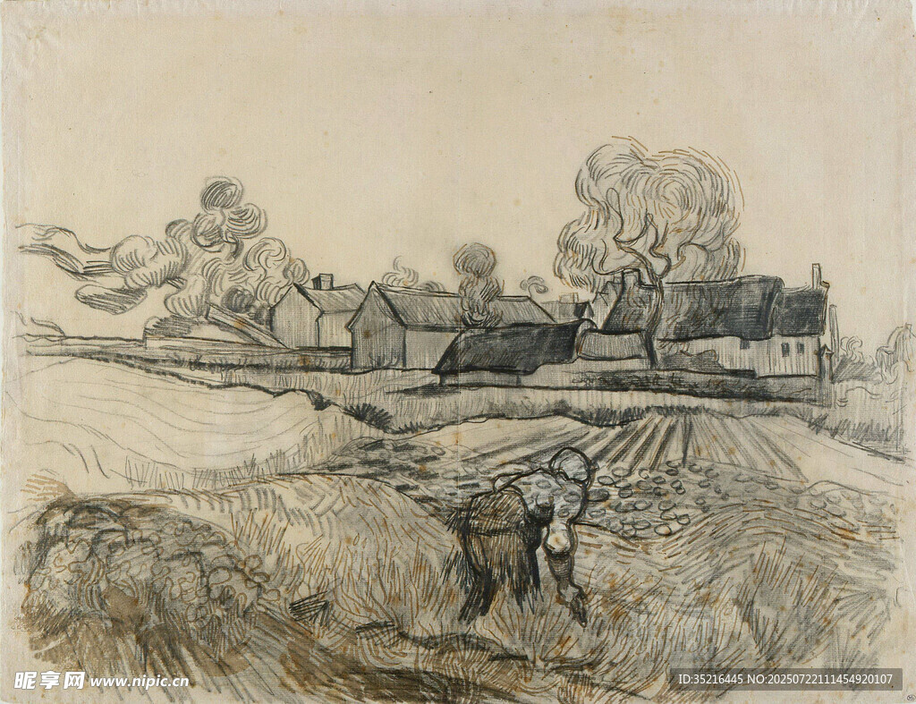 乡村田野劳作场景