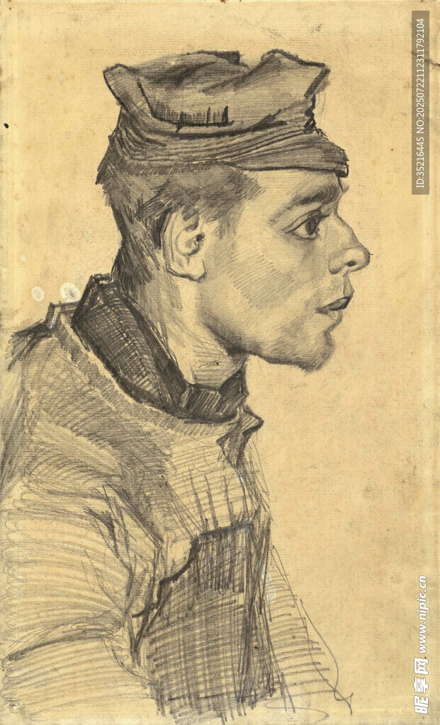 男子侧面素描画像