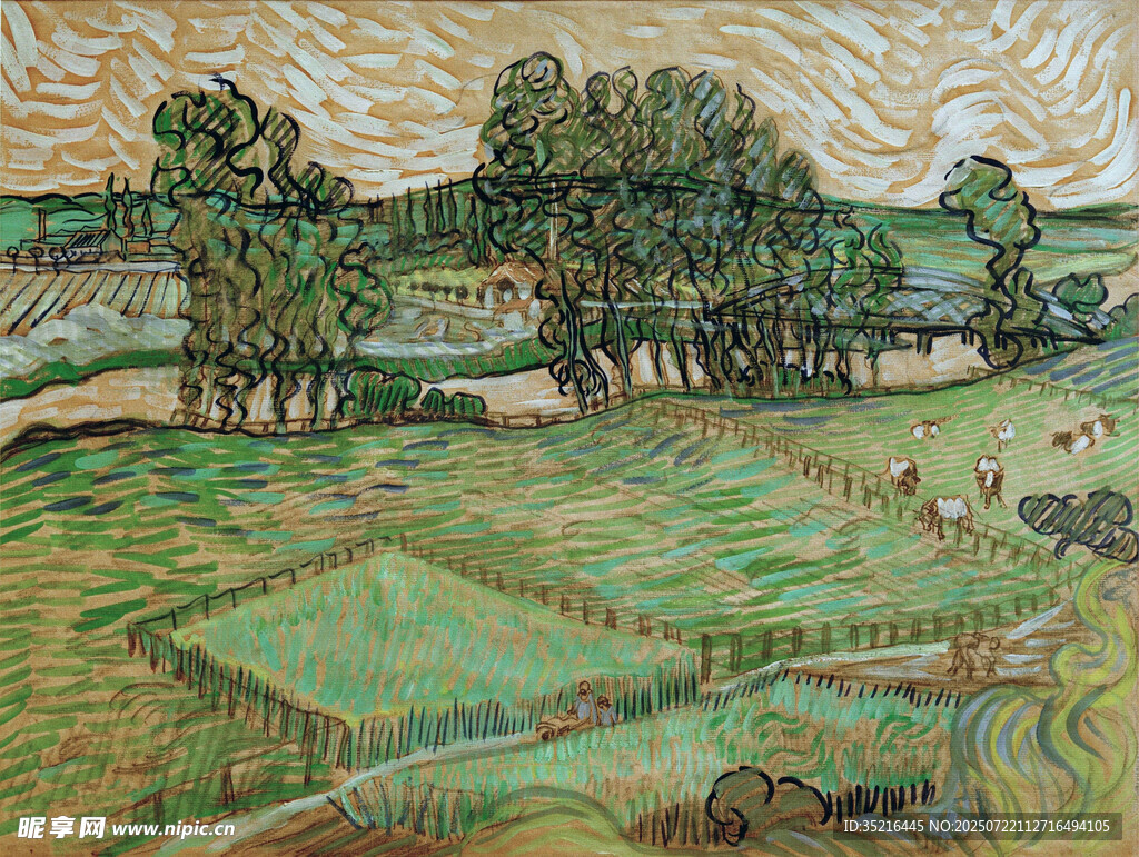 田野风光油画