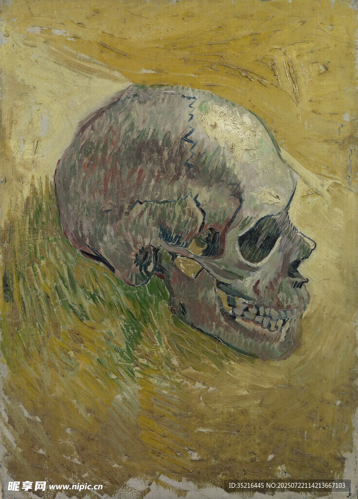 梵高风格的骷髅画作