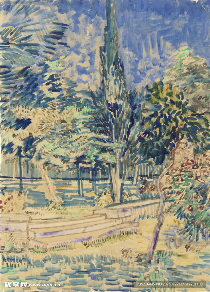 梵高风格的户外风景画作