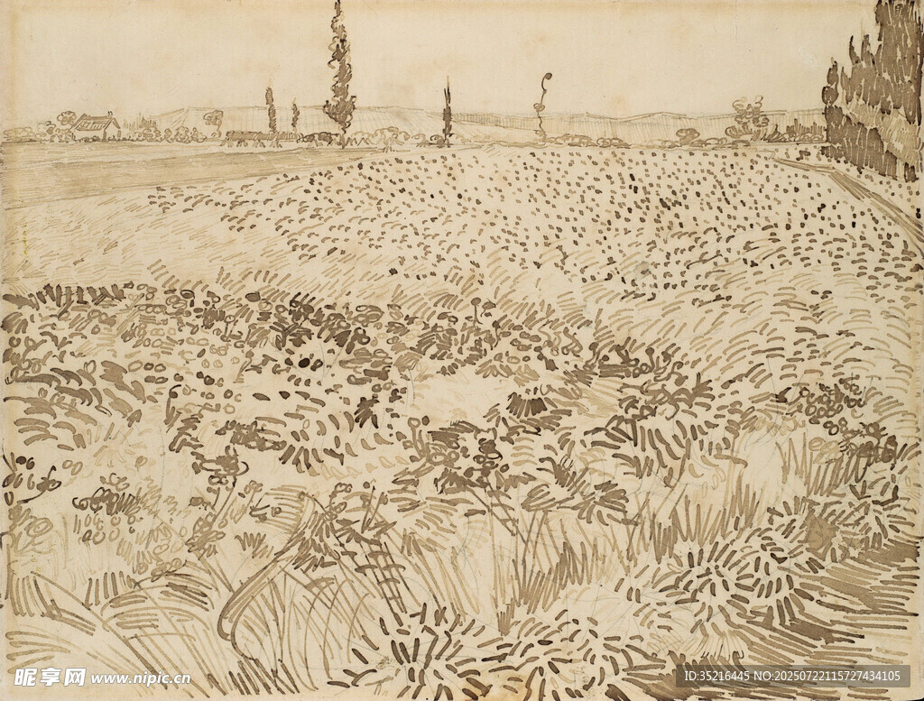 梵高风格田野画作