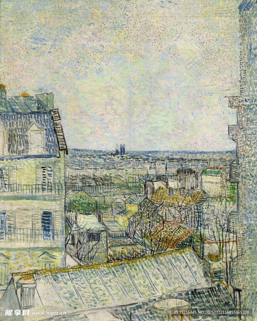 梵高风格城市风景画作