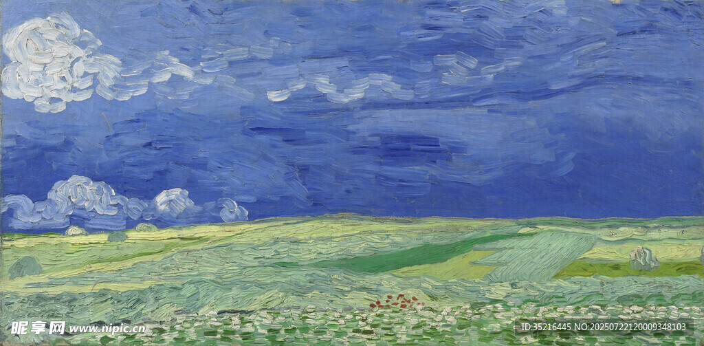 梵高风格田野风景油画