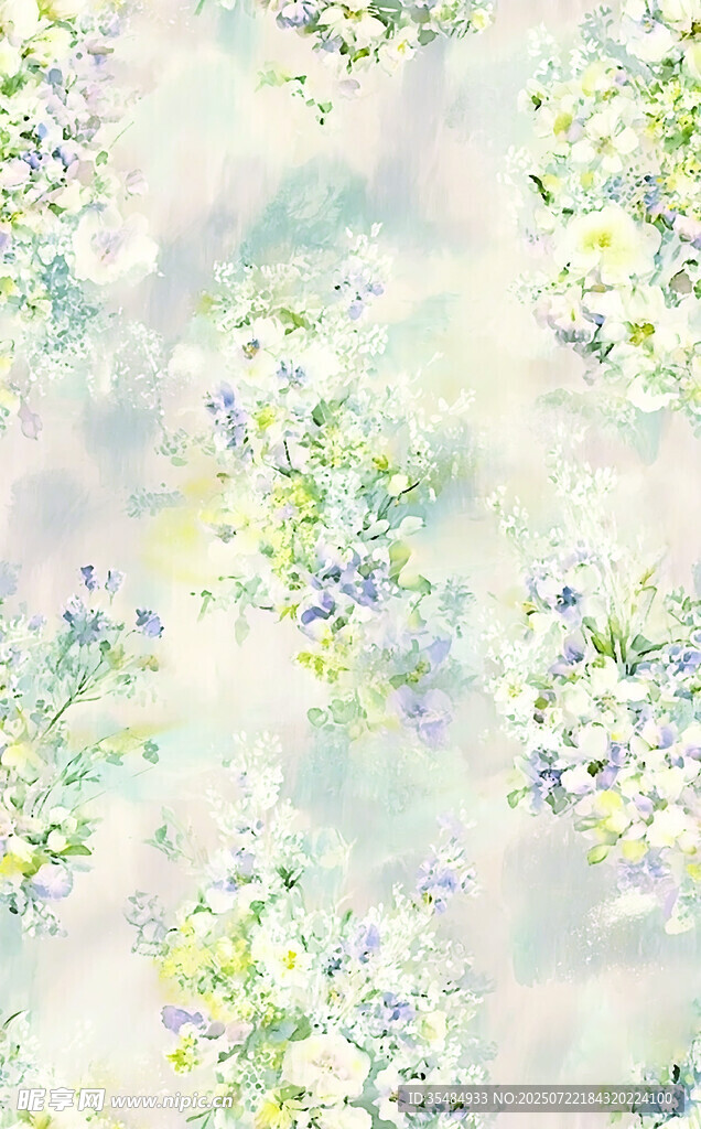 清新淡雅花卉水彩背景图