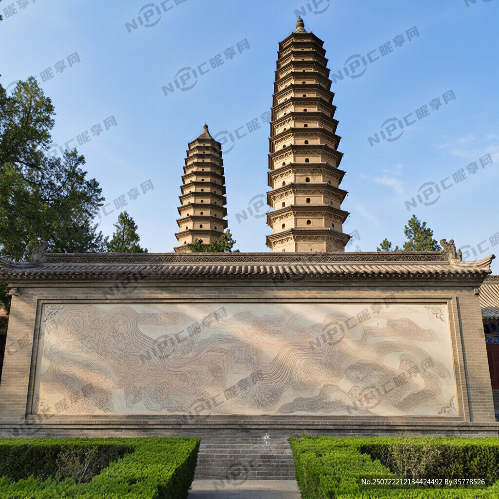 双塔寺 线型壁画