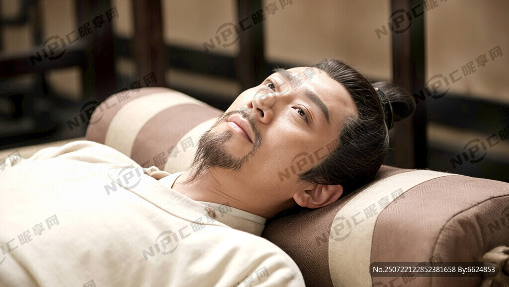 唐朝诗人元稹躺在榻上 面色苍白