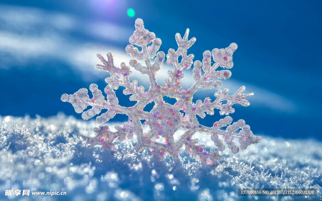 晶莹雪花特写