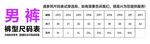 男裤尺码表