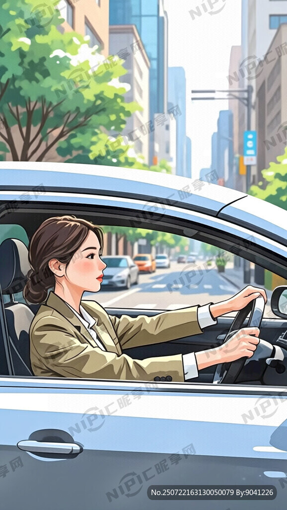 女司机在开车人物