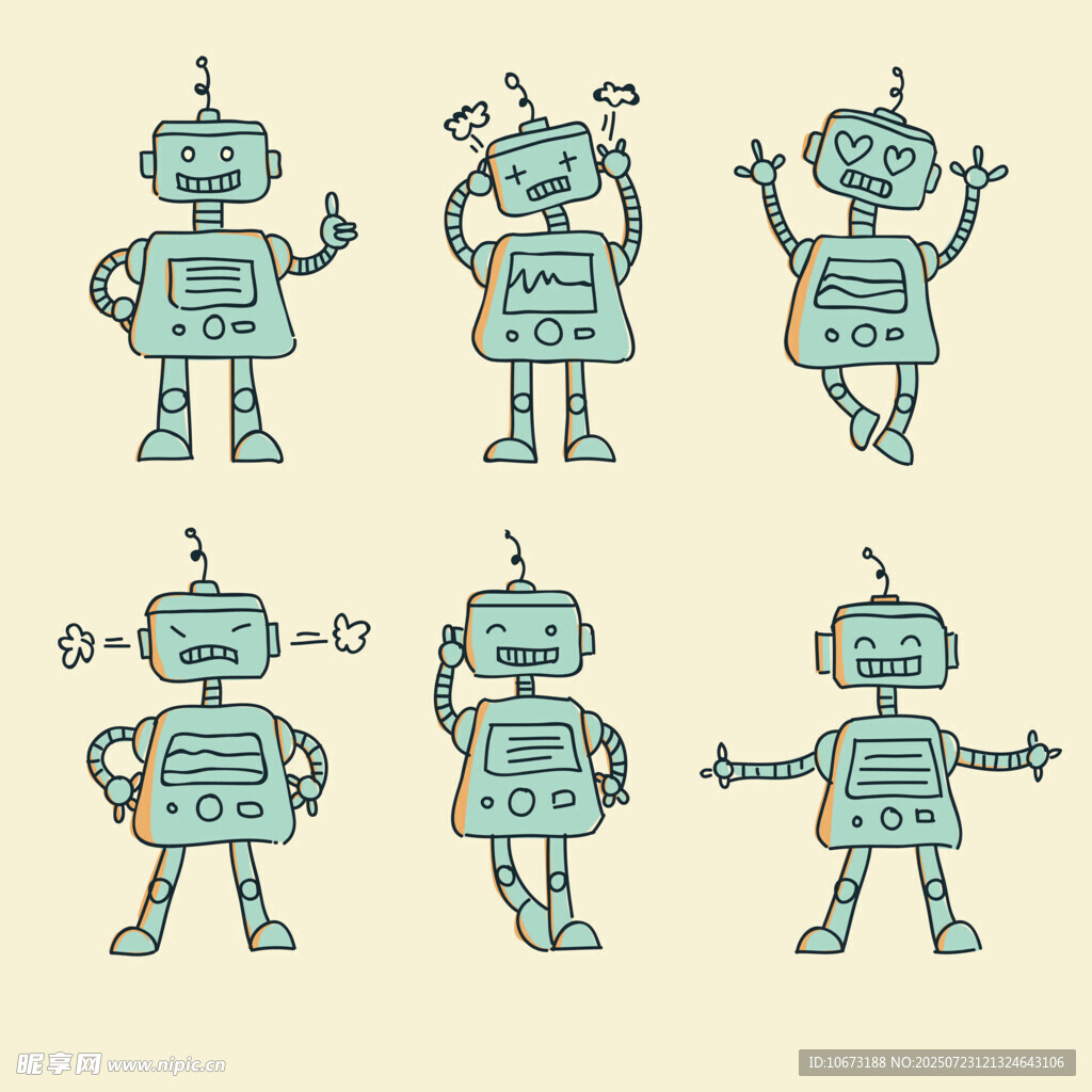 可爱卡通机器人插画集合