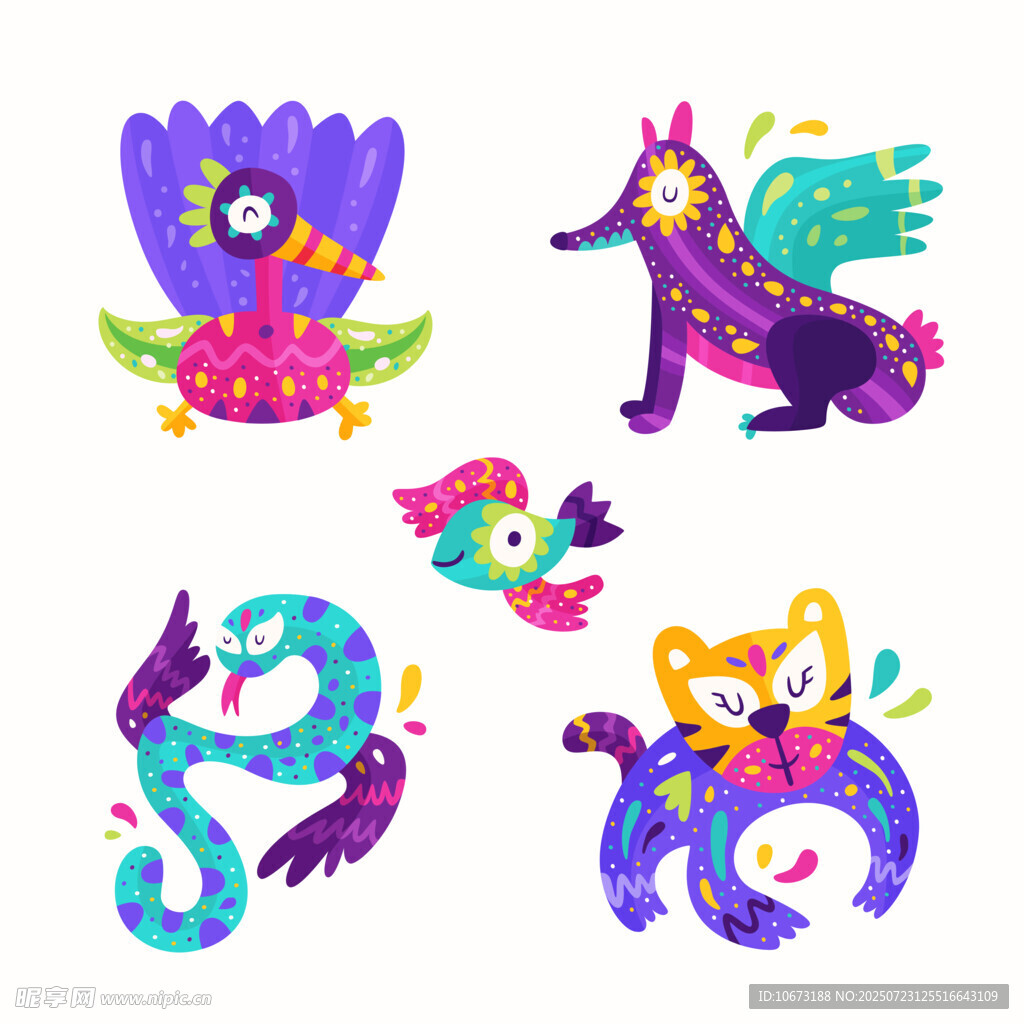 多彩奇幻动物插画集合