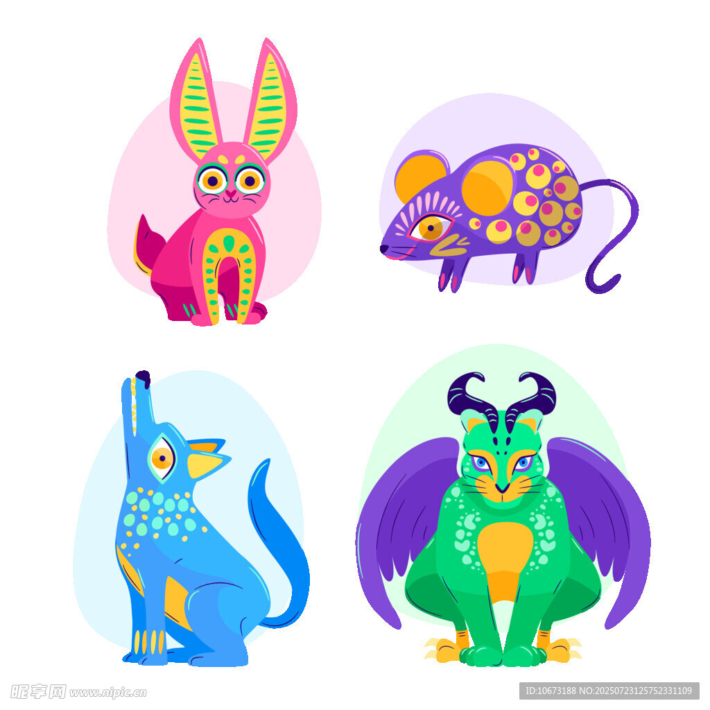 可爱奇幻动物插画