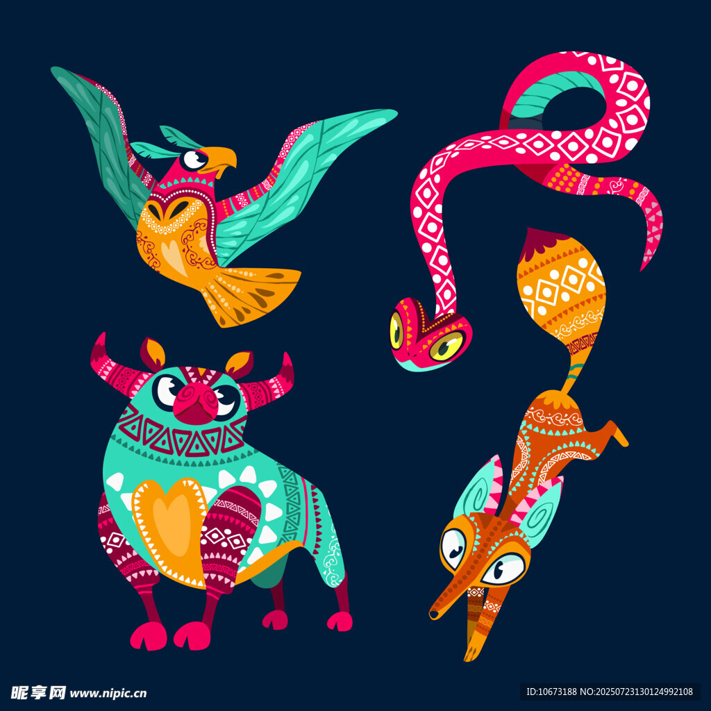 多彩奇幻动物插画