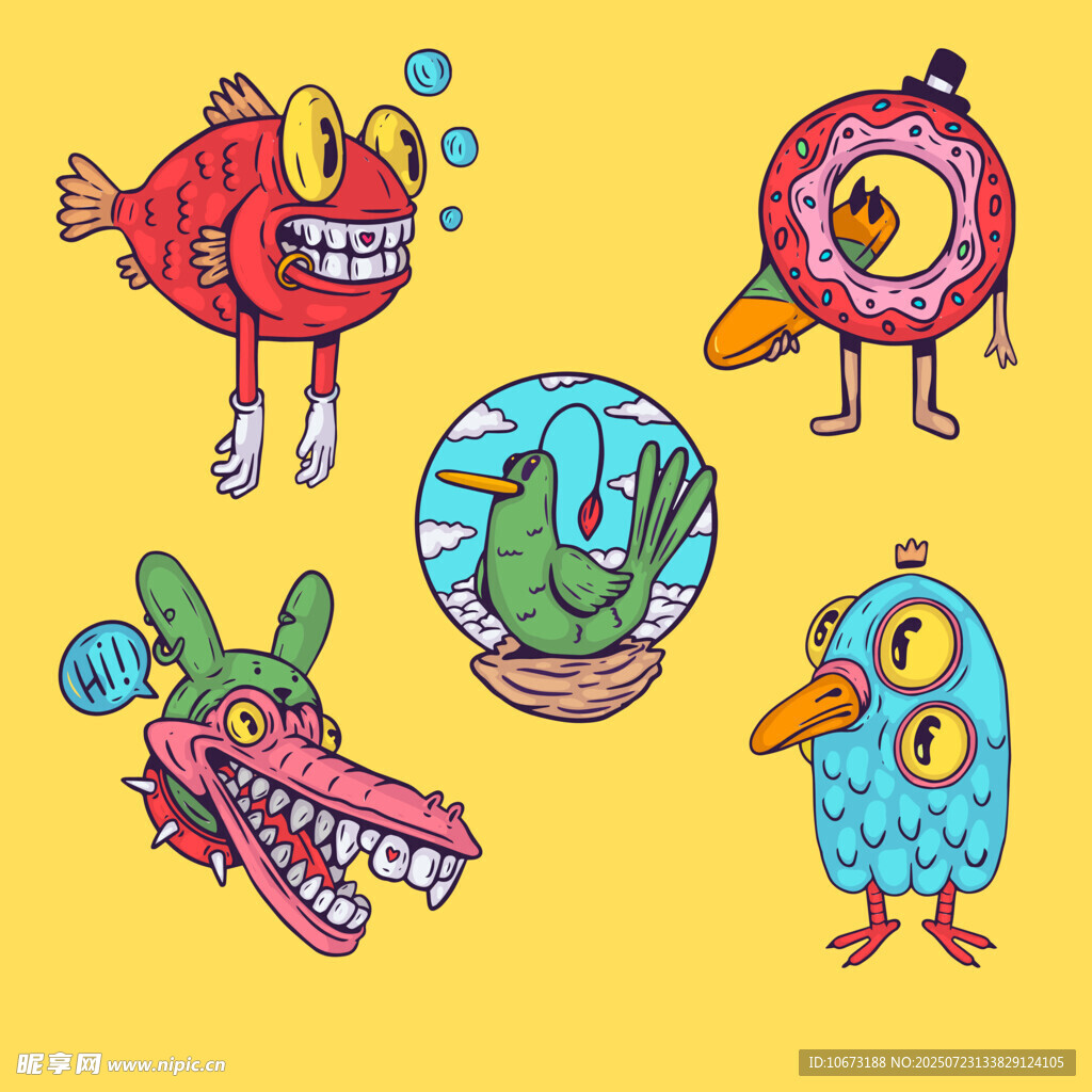 可爱卡通海洋生物集合