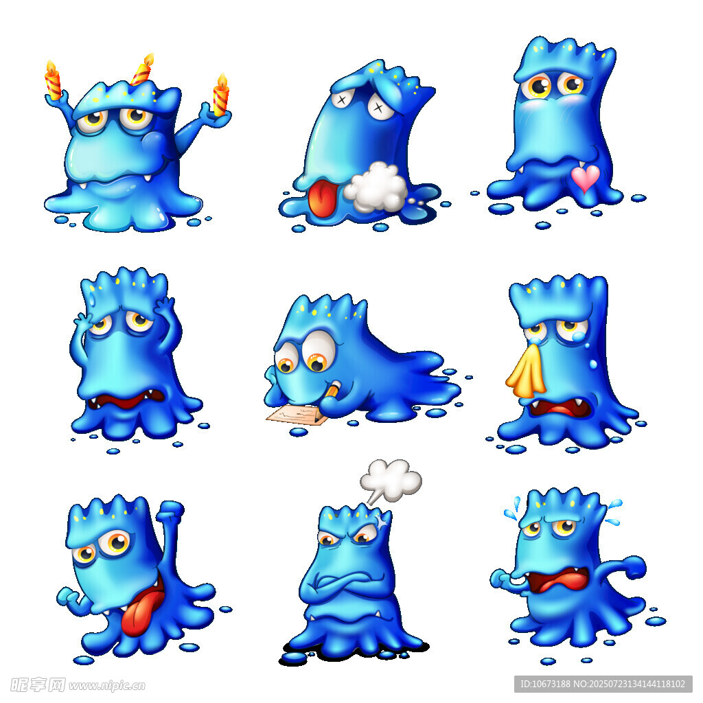 蓝色小怪兽多样表情动作