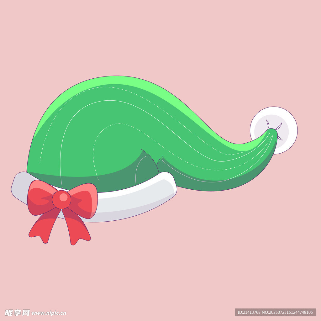 绿色圣诞帽配红色蝴蝶结