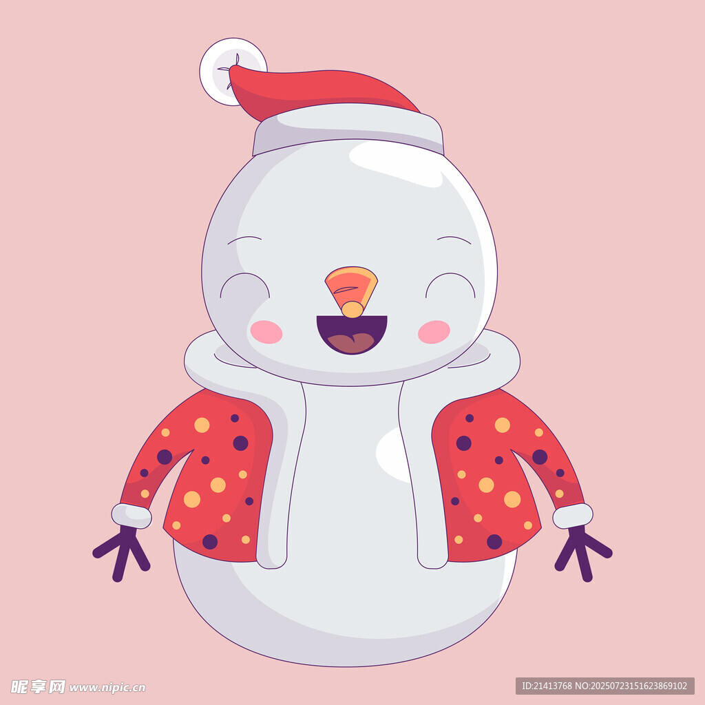 戴帽雪人穿红衣