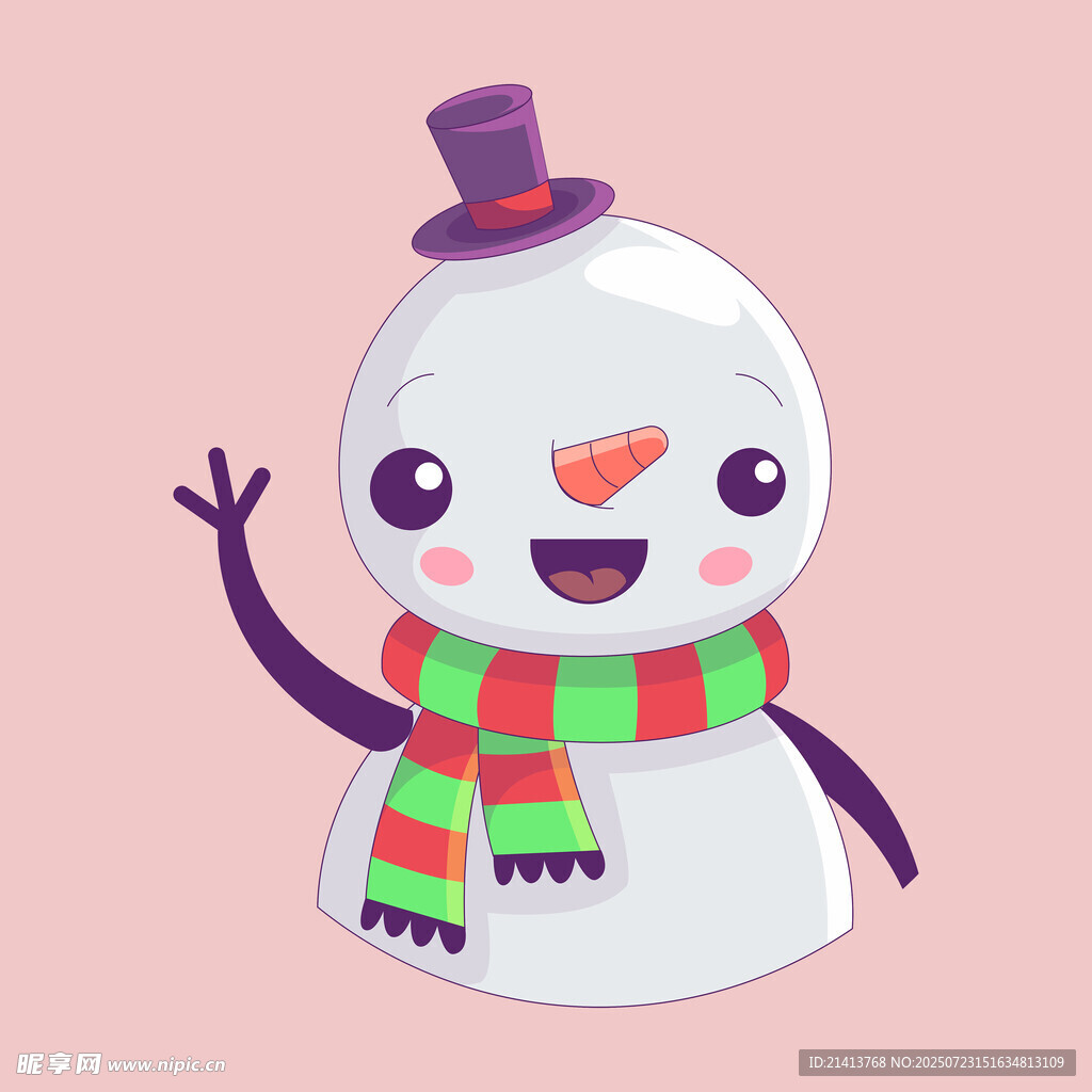 可爱雪人挥手打招呼