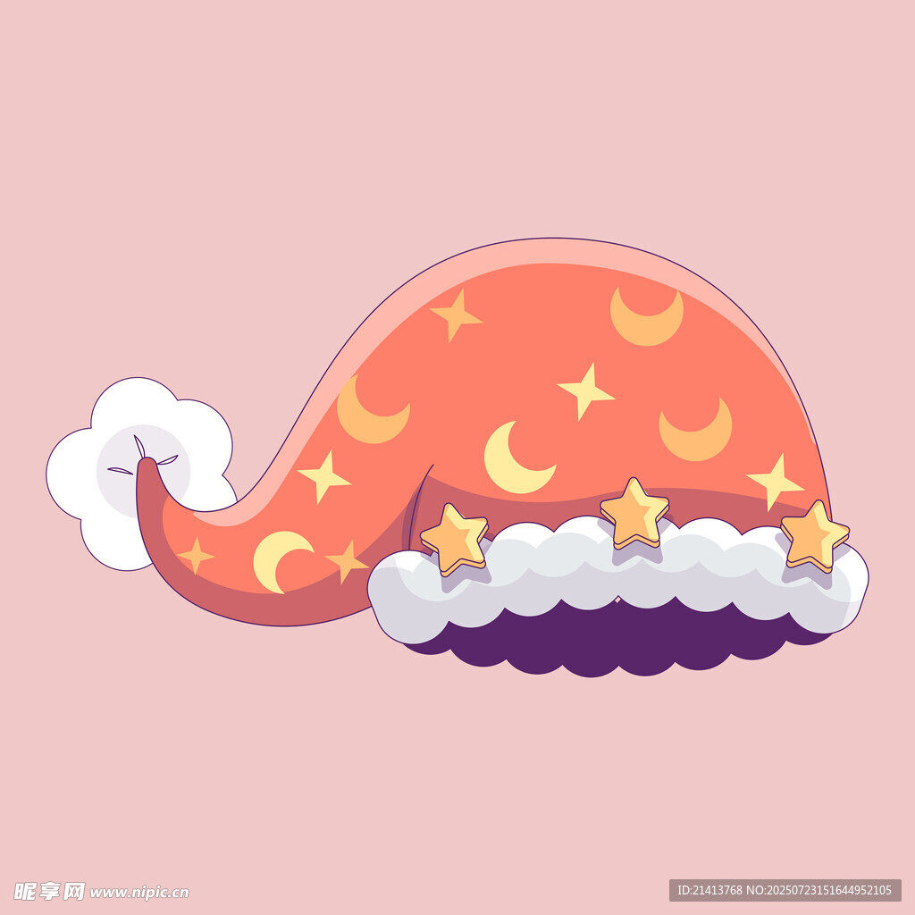 梦幻星星月亮图案的睡帽