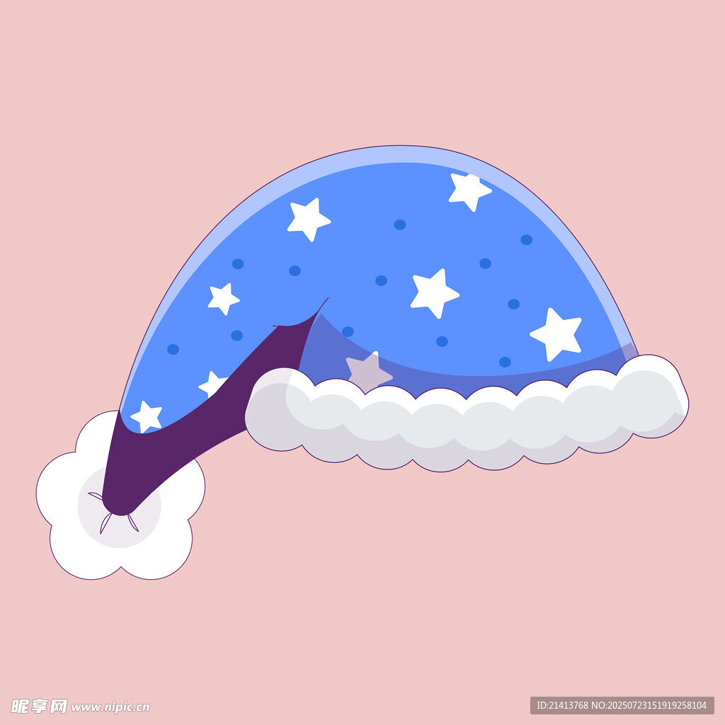 蓝色星星圣诞帽插画