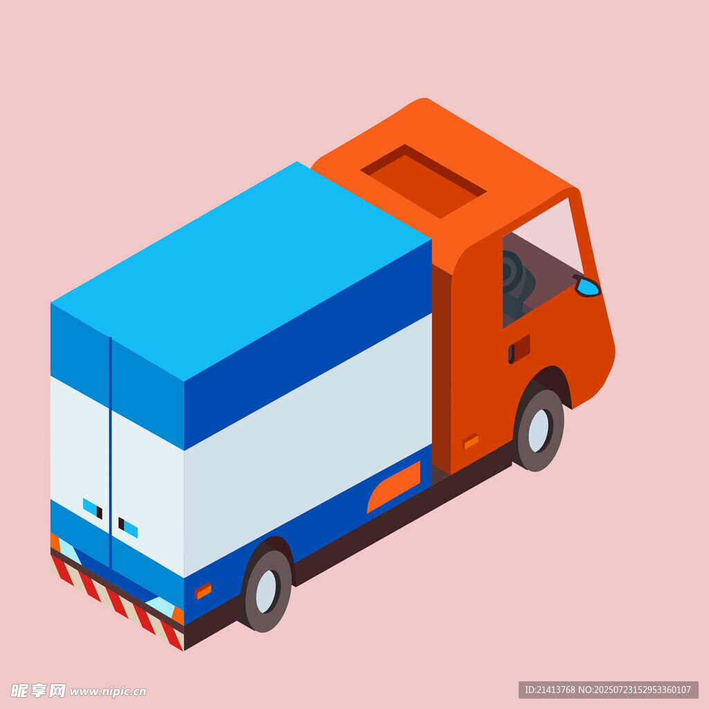 橙色货车3D模型展示