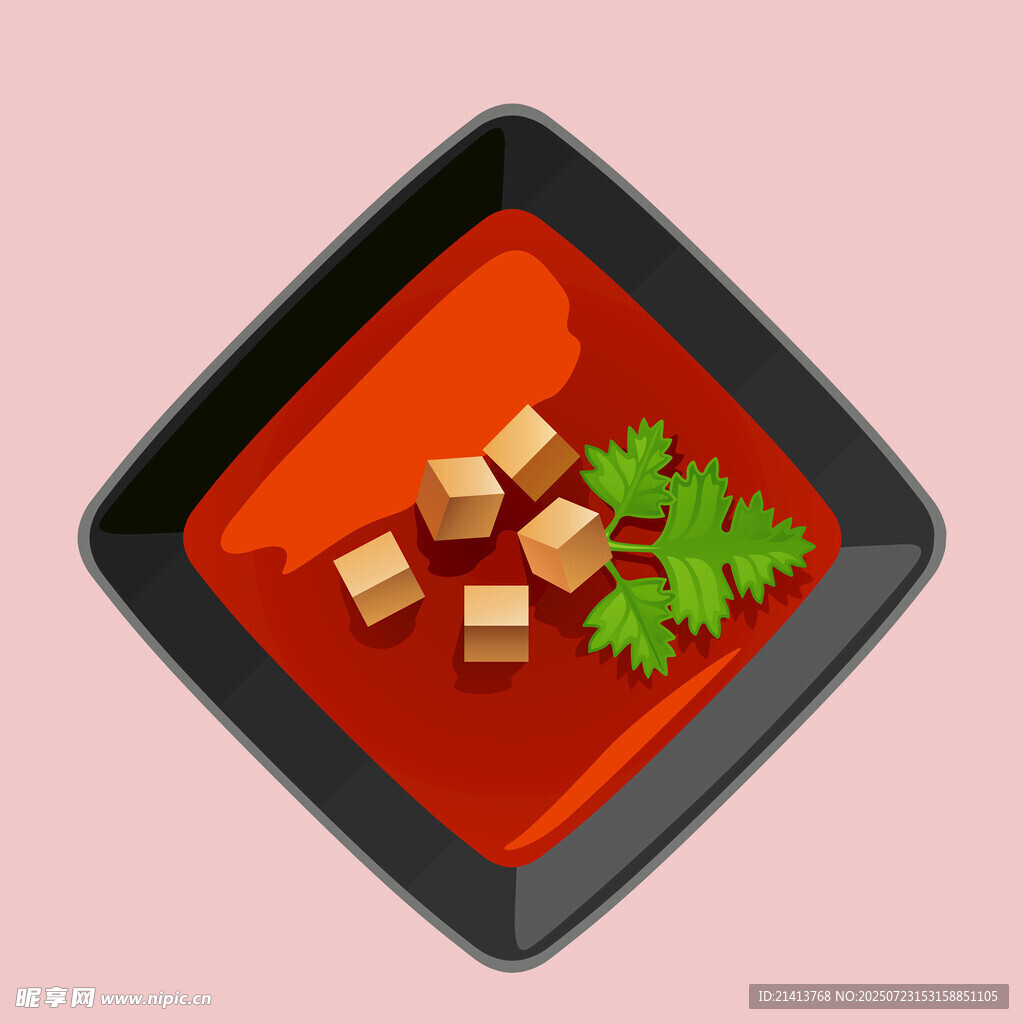 红汤豆腐配香菜