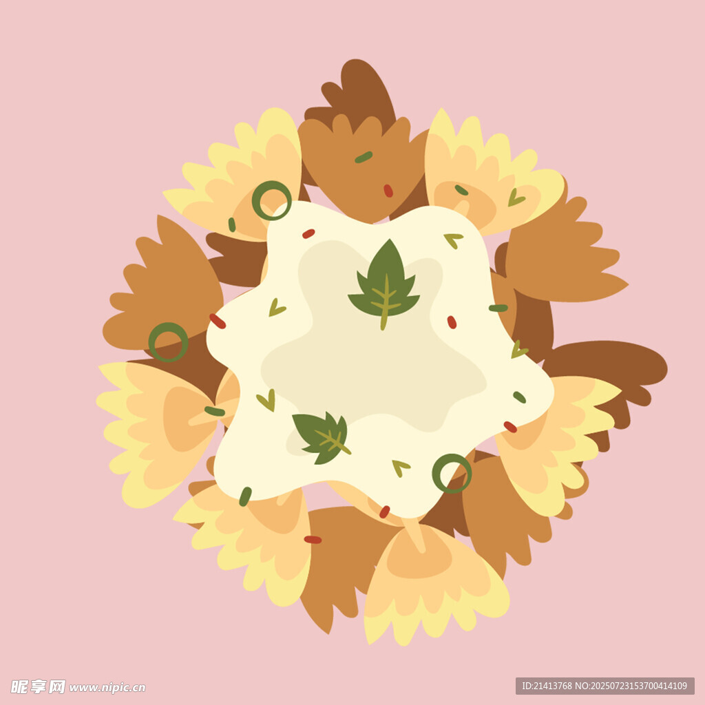 秋季花环装饰图案设计