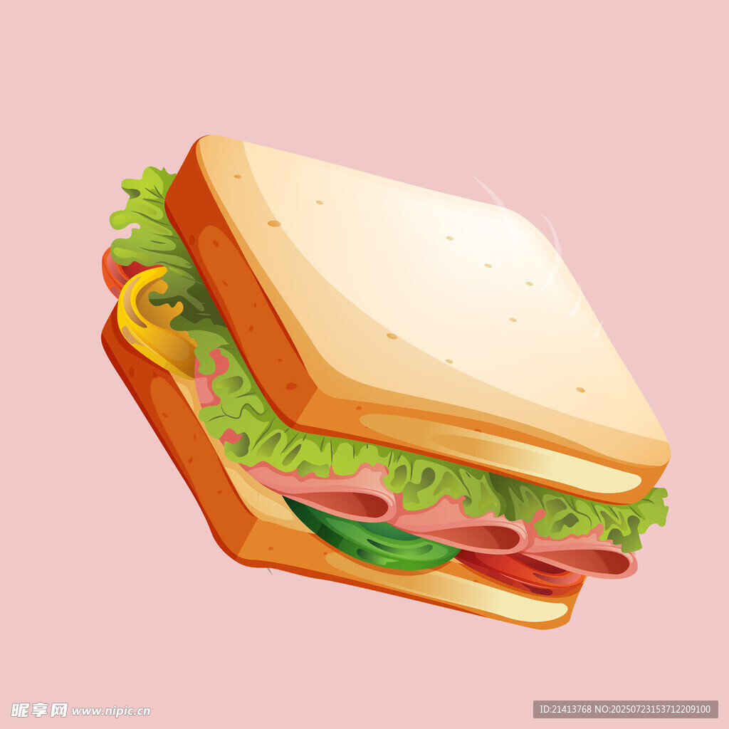 美味夹心三明治插画