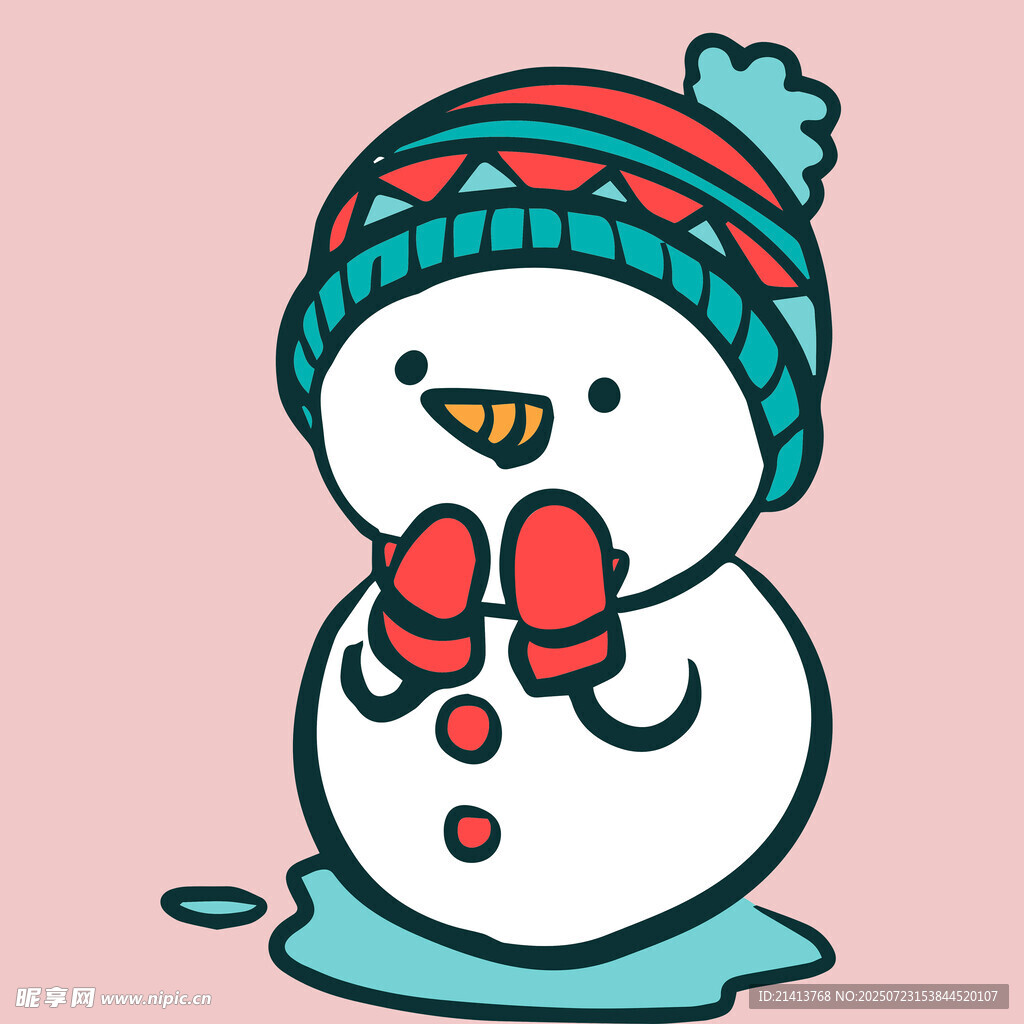 可爱雪人戴帽戴手套