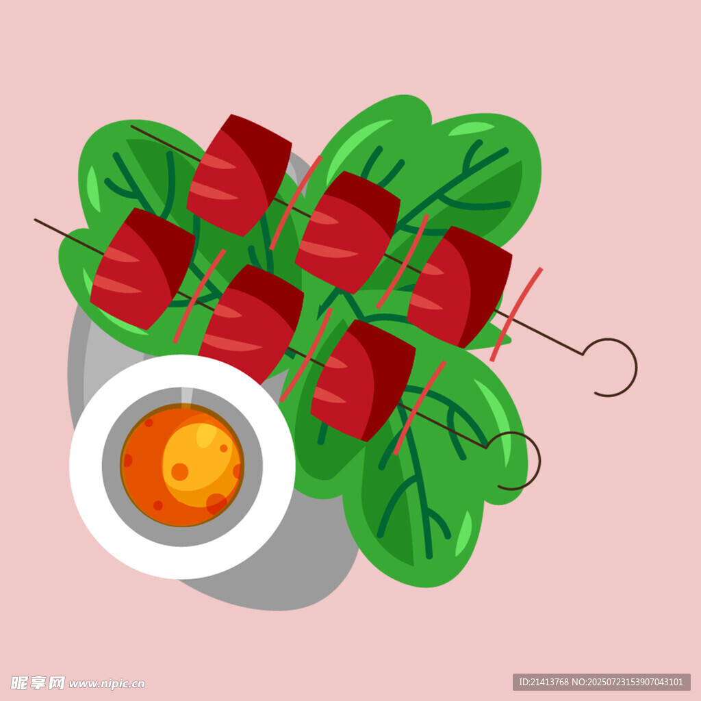 美味烤肉串配鸡蛋与蔬菜
