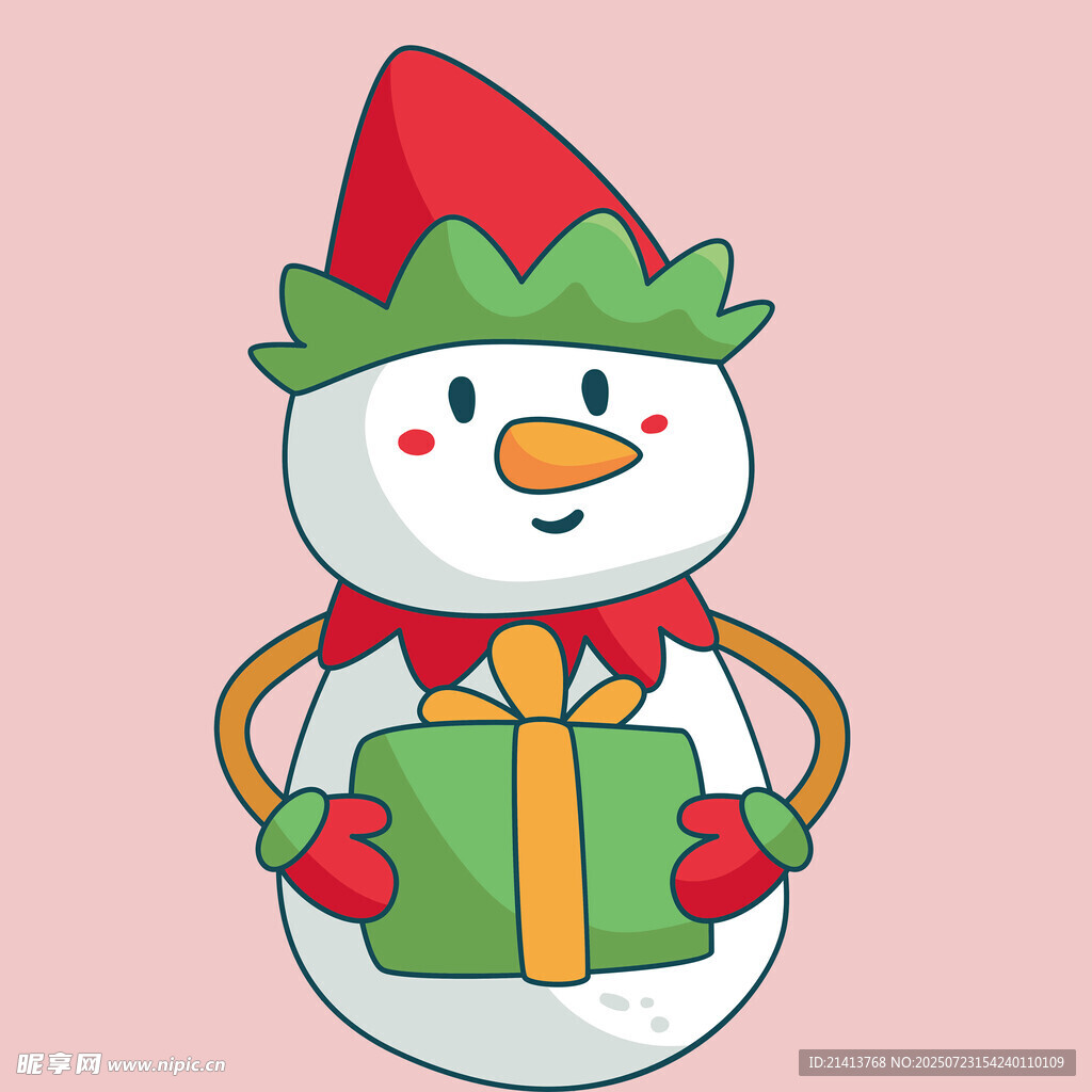 圣诞雪人手持礼物