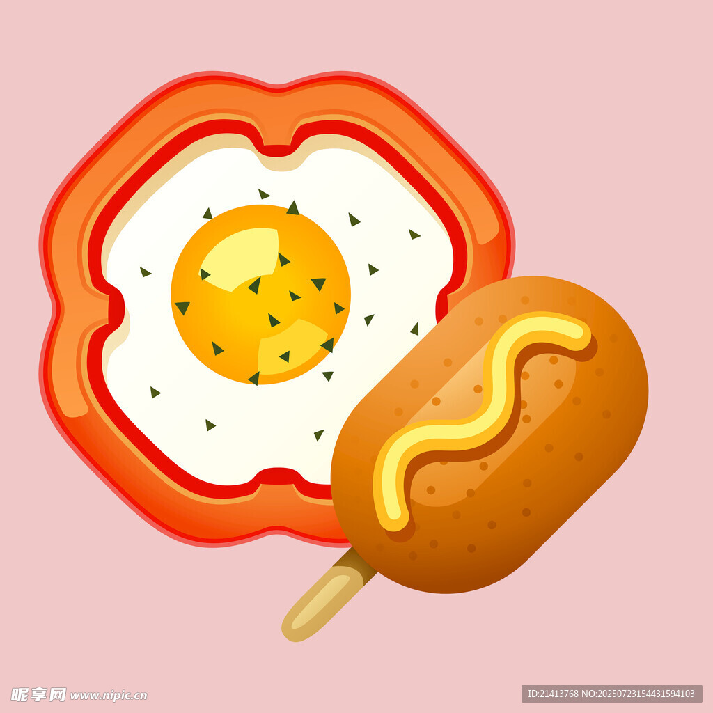 煎蛋与热狗棒美食组合