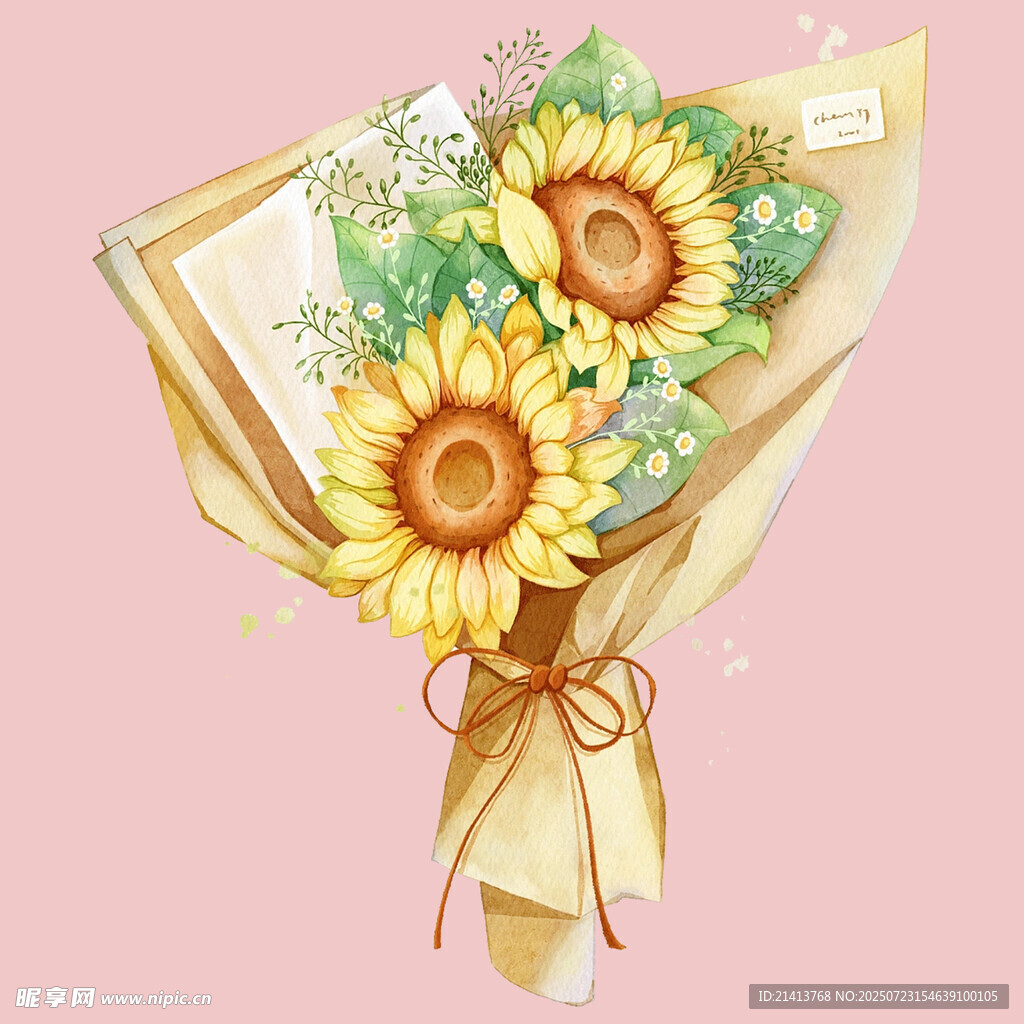 向日葵花束插画