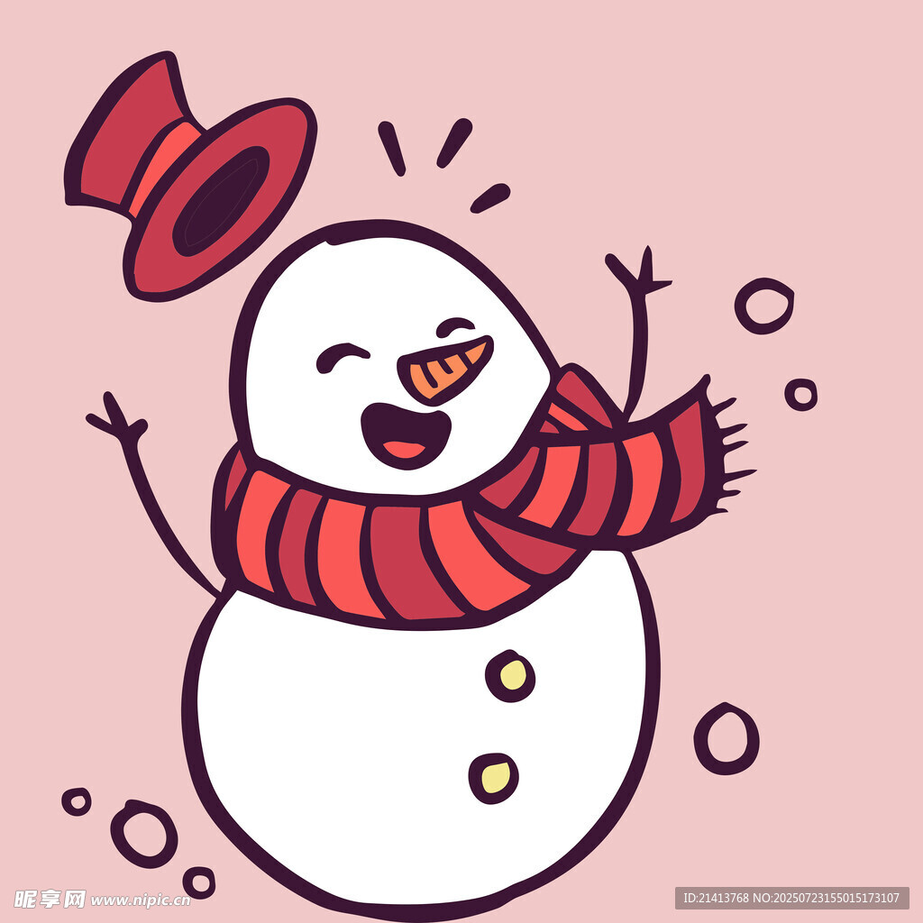 可爱雪人戴帽围围巾