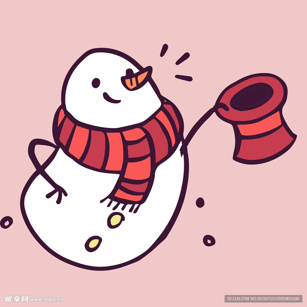 可爱雪人手持魔法帽