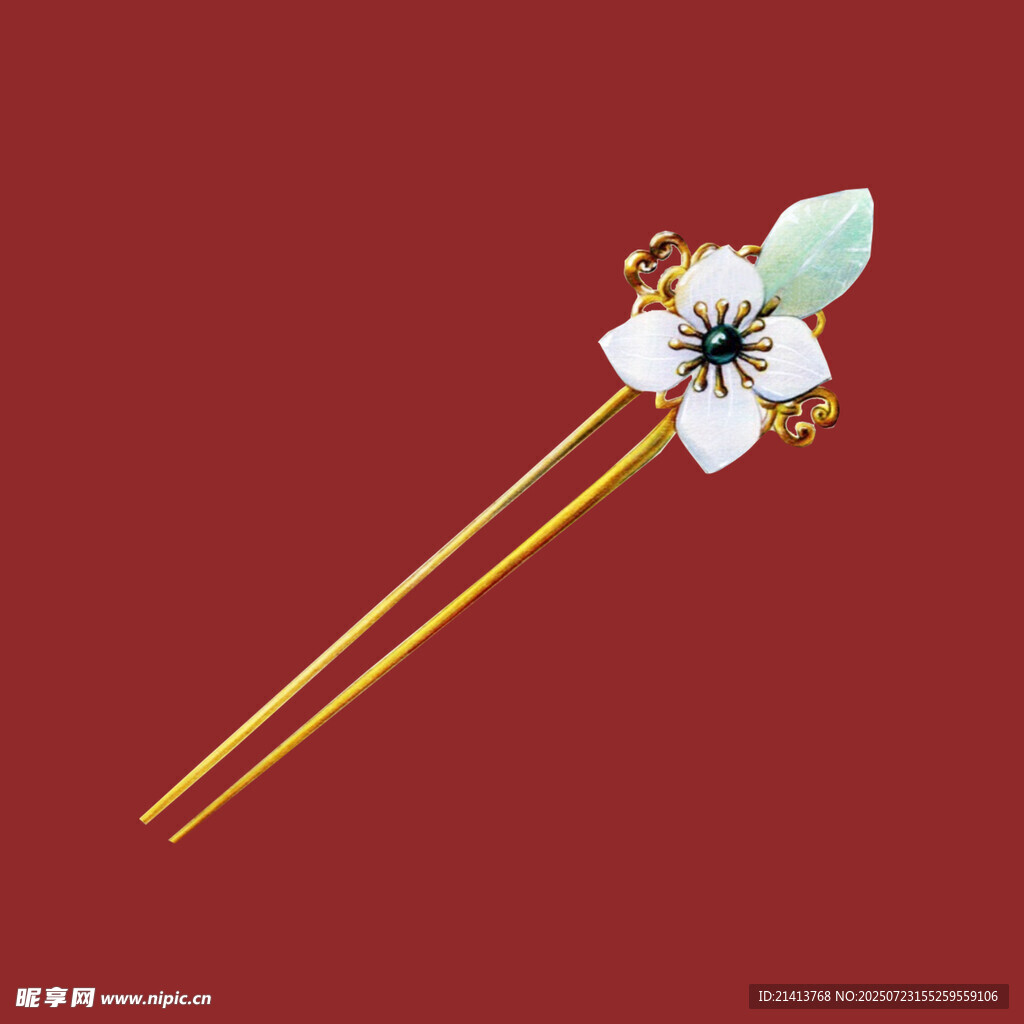 古风双股花朵发簪