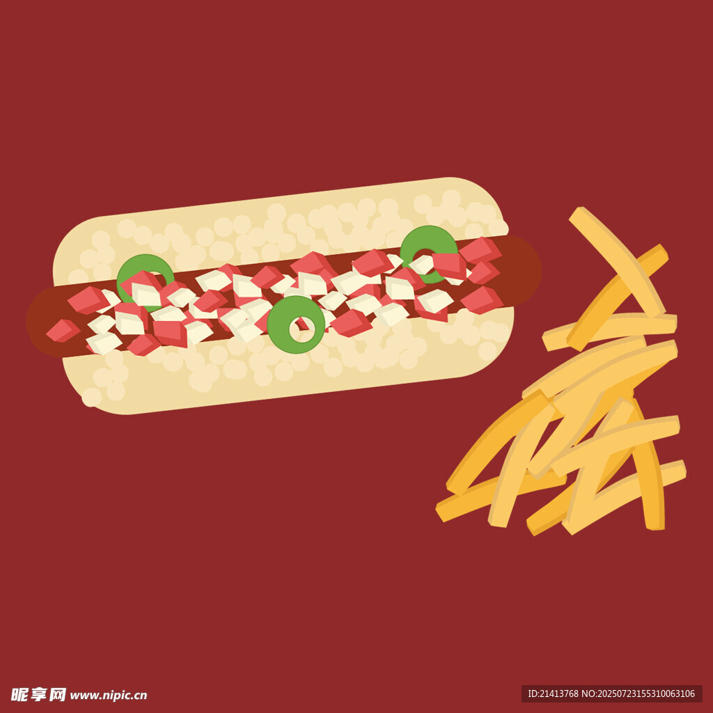 热狗配薯条美食画面