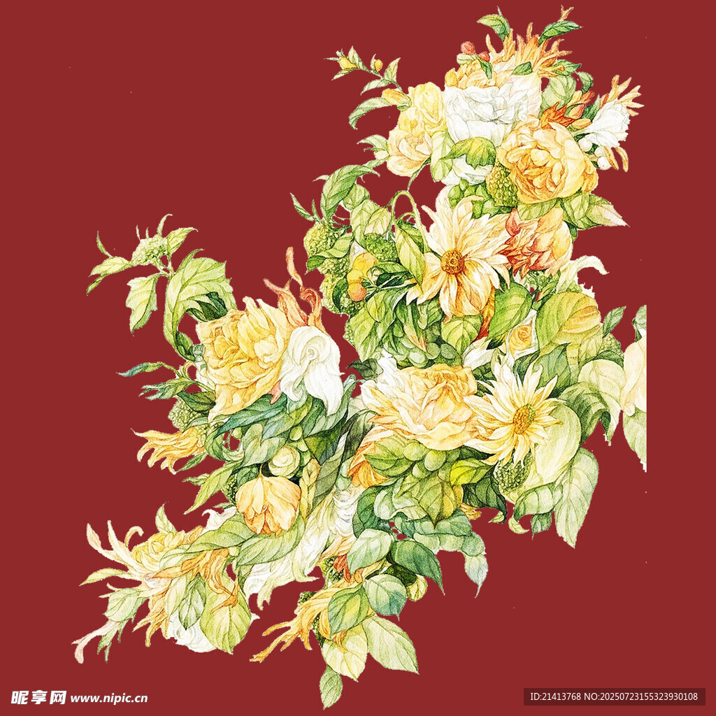 黄色花卉插画