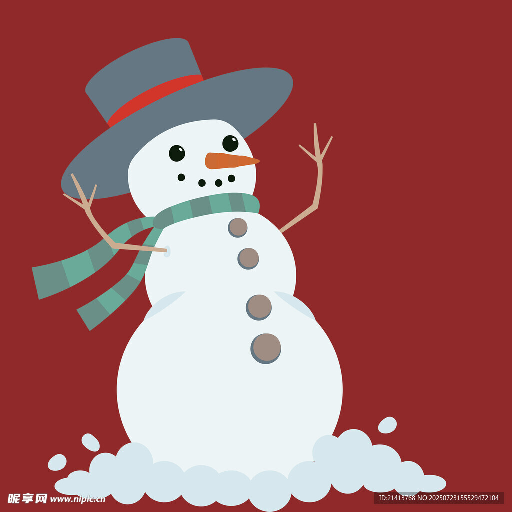 可爱雪人戴着帽子系着围巾