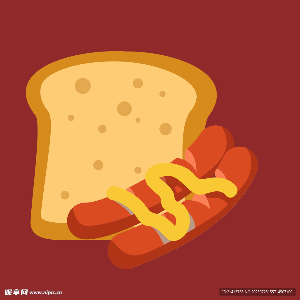 面包配香肠美食插画