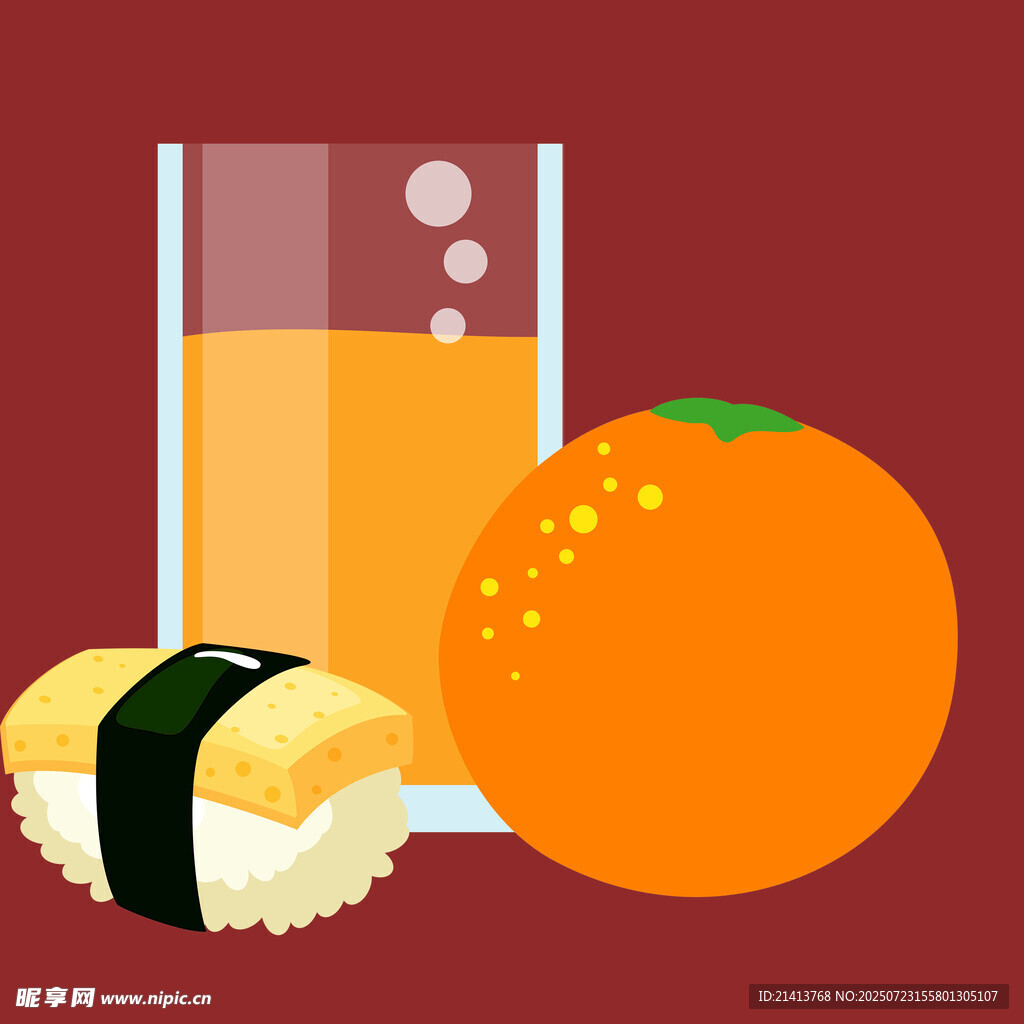 橙汁寿司与橙子美食组合