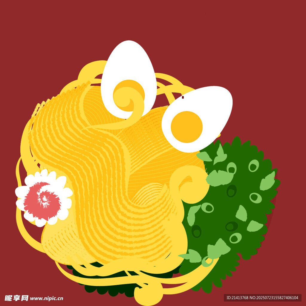美味鸡蛋面条配蔬菜