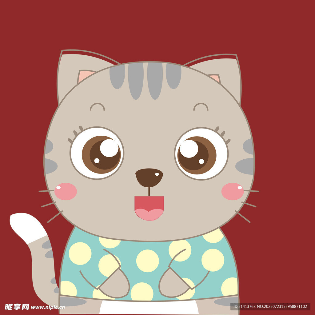 可爱猫咪穿着波点小衣服