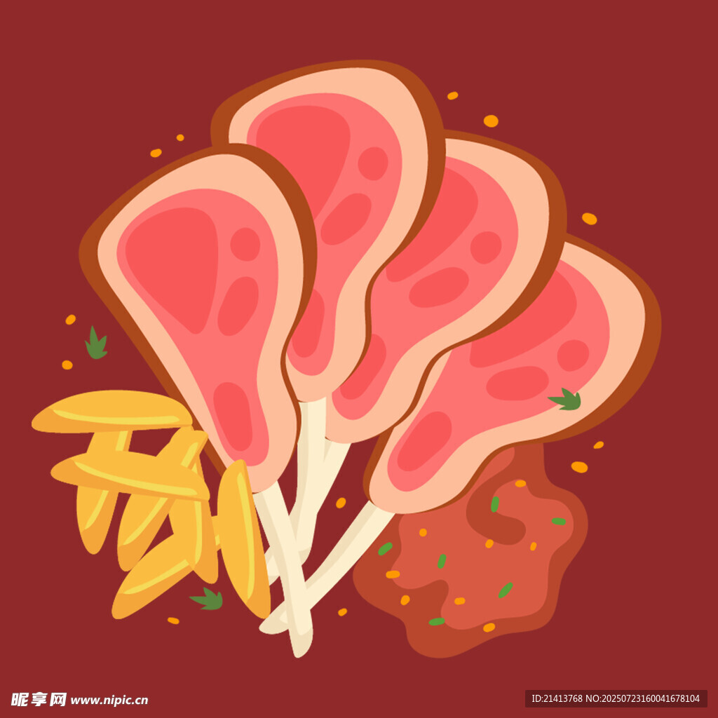 美味火腿配薯条番茄酱