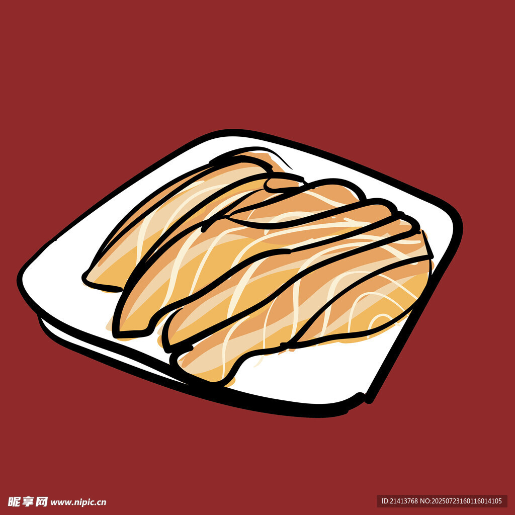 美味切片鸡肉摆盘
