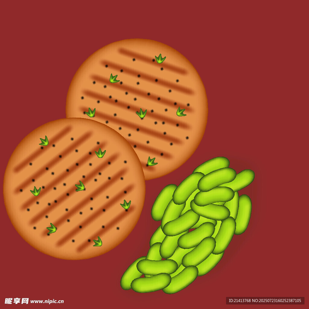 美味肉饼与翠绿豌豆